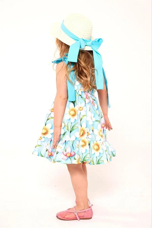 Детское платье для девочек хлопковое Mila hat Wind Baby, Blue — фото 3