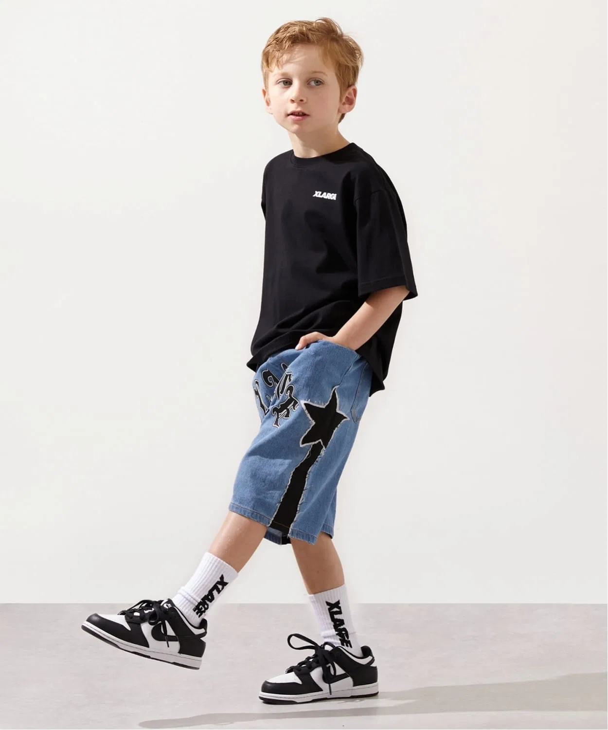 Детские джинсовые шорты с принтом XLARGE KIDS, Blue — фото 3