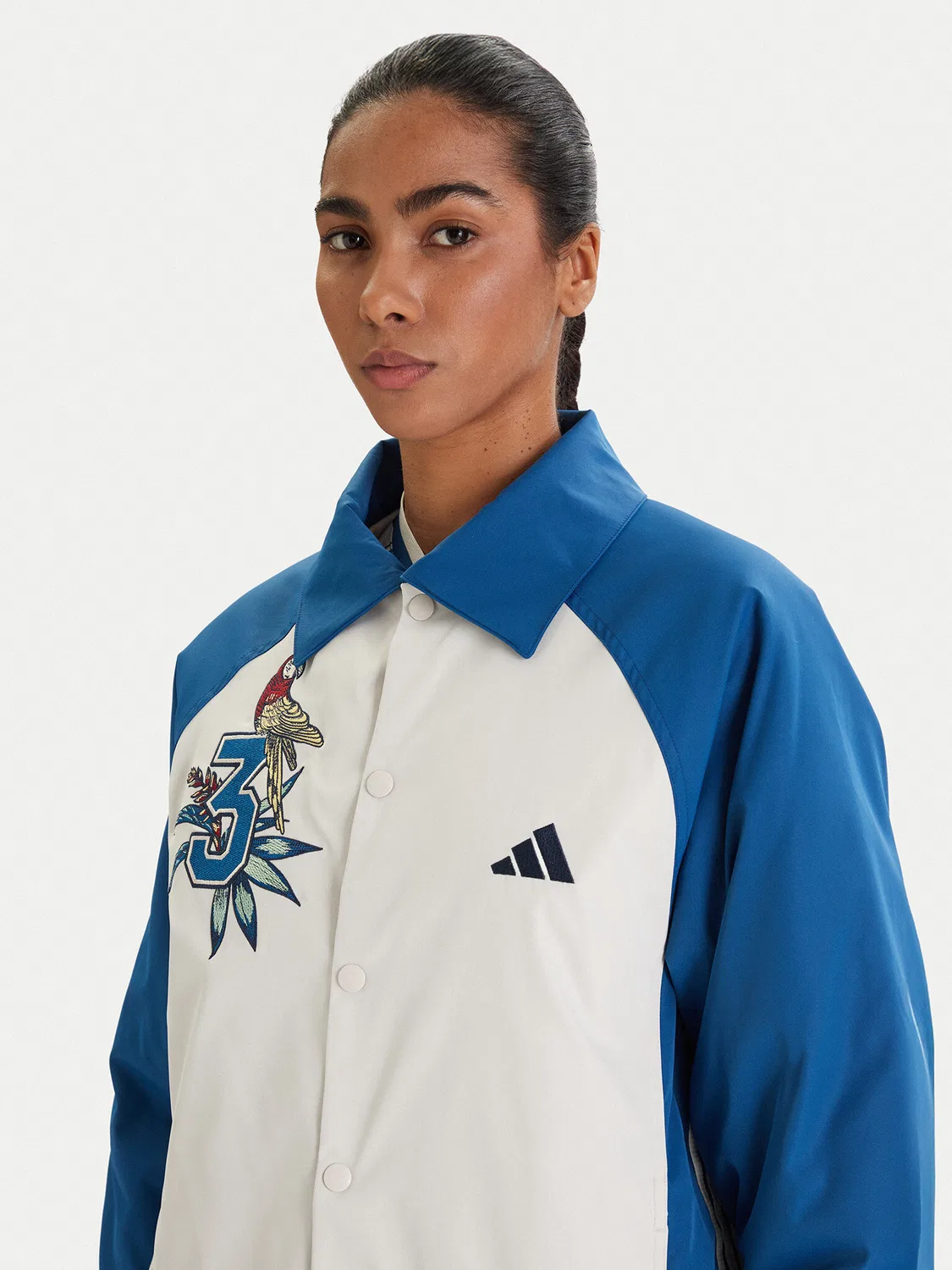 Женский свитшот оверсайз Farm Rio Premium Adidas, синий — фото 4