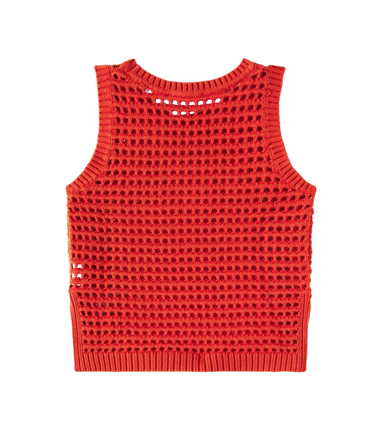 Ажурный хлопковый жилет Stella Mccartney Kids, красный — фото 3