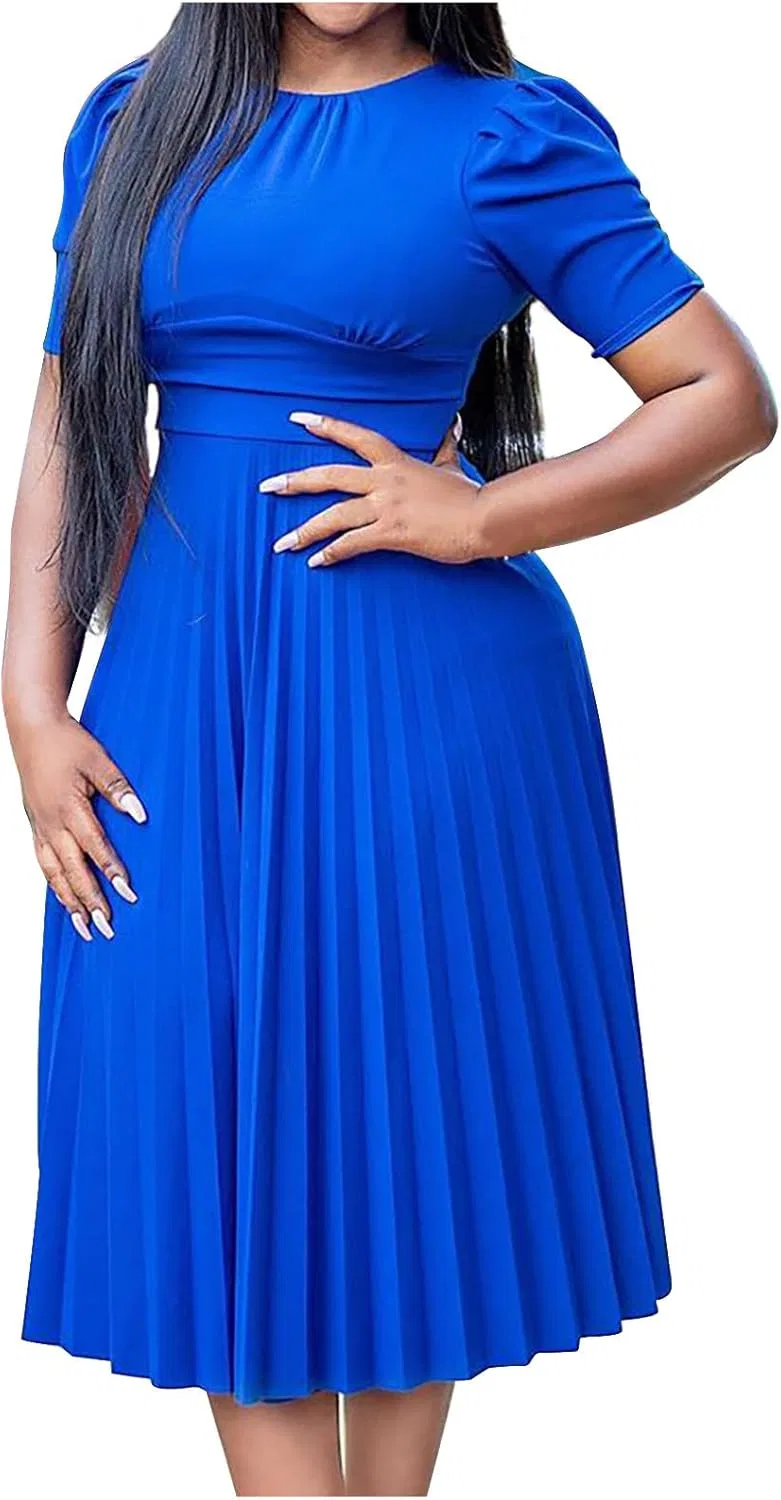 Женское платье миди с воланами A-line, Royal Blue