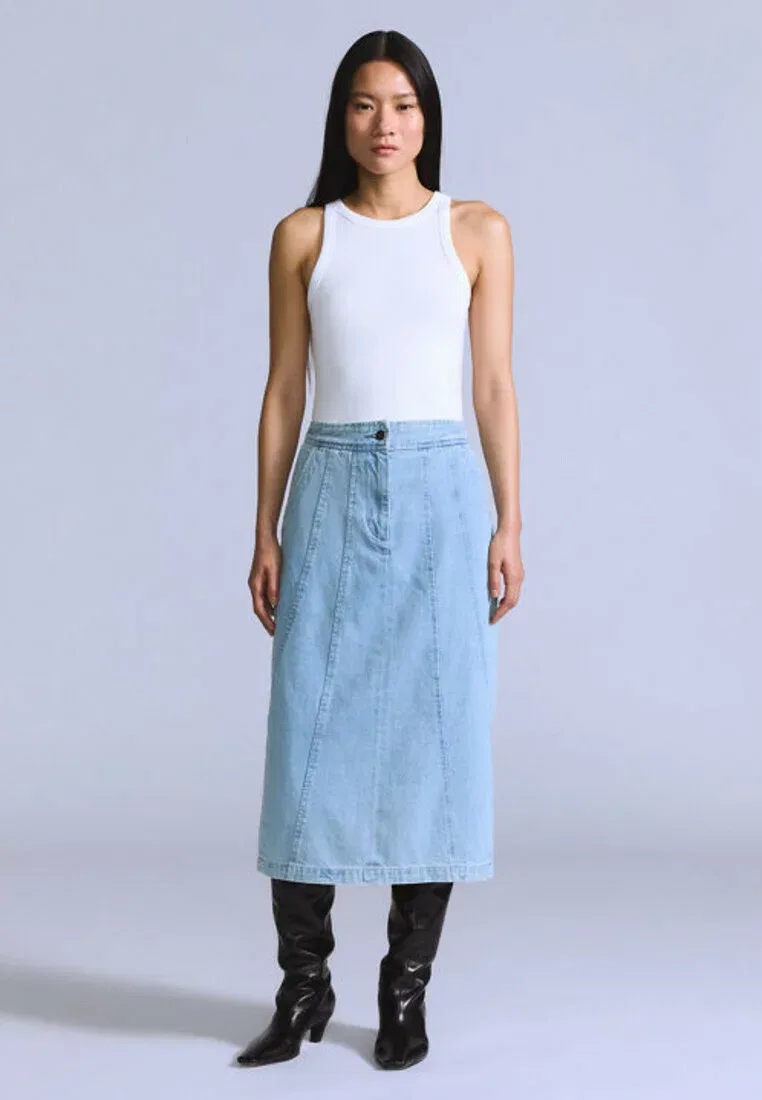Юбка со швом, синяя, сияющая, джинсовая юбка Levi'S, Blue Radiant Wash - Med Indigo - Flat Finish - — фото 2