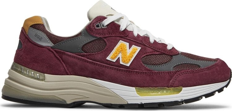 Кроссовки New Balance 992 Made in USA 'Burgundy', красный — фото 2