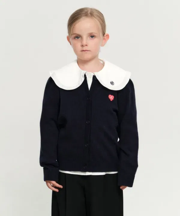 Кардиган с воротником-лодочкой для детей, Kids w scallop neck Marithé, темно-синий