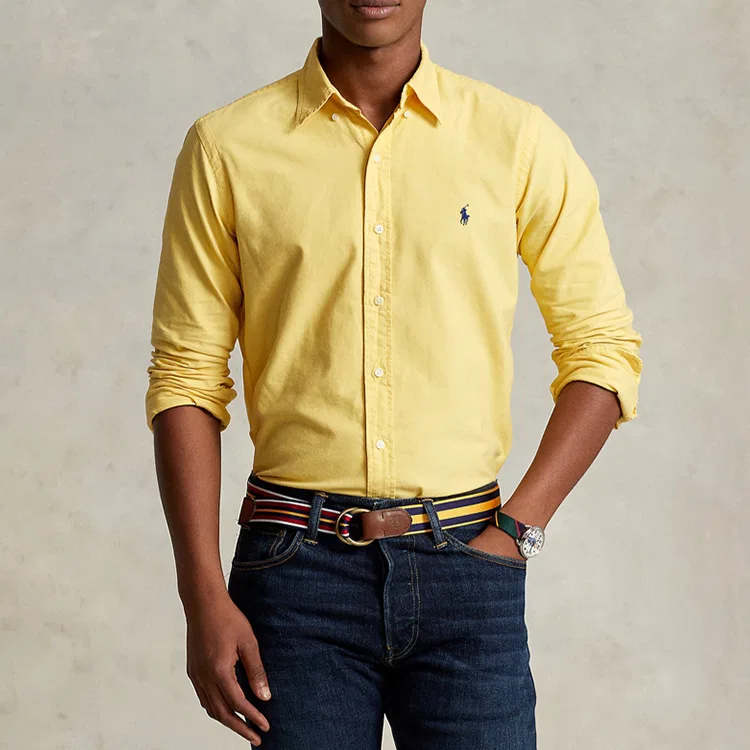 Мужская рубашка классическая с длинным рукавом Polo Ralph Lauren, Yellow — фото 4