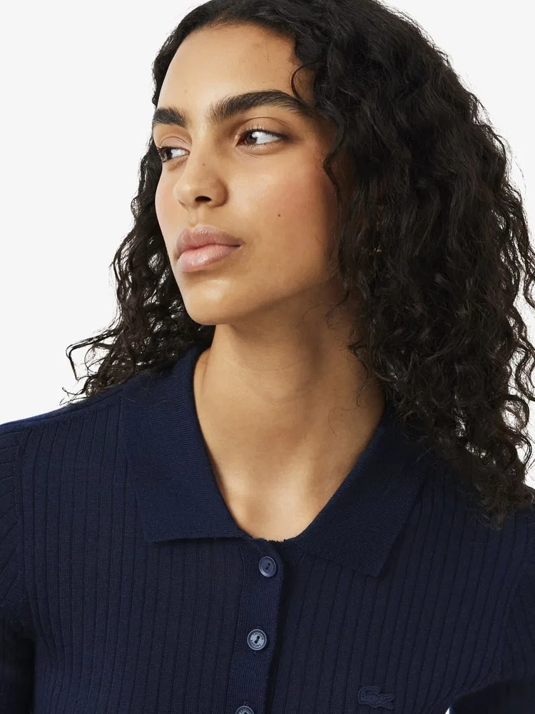 Футболка поло LACOSTE Navy из мериносовой шерсти — фото 2