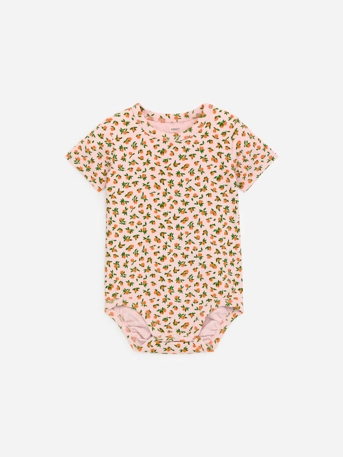 Хлопковый боди с короткими рукавами Arket, Rosa/Orangen — фото 2