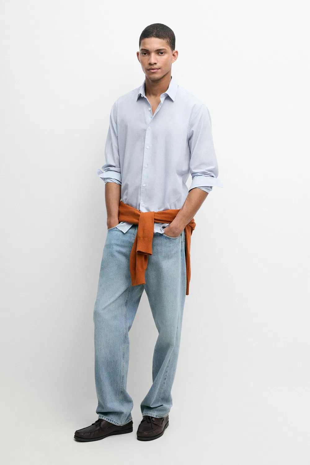 Рубашка Massimo Dutti 100% Cotton Regular Fit Plaid, синий — фото 3