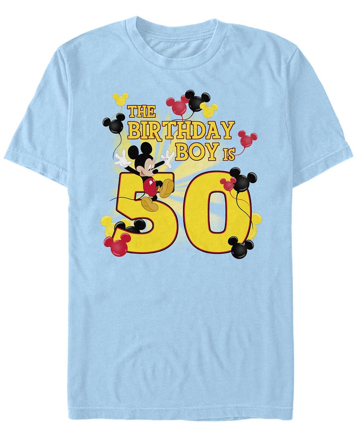 

Мужская футболка с круглым вырезом и короткими рукавами mickey birthday 50 Fifth Sun, светло-синий