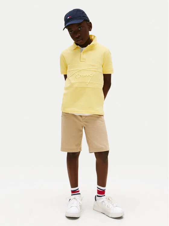 Поло regular fit Flag Tommy Hilfiger, желтый — фото 3