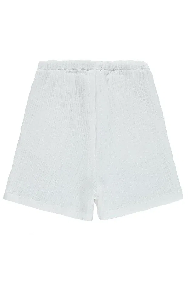 Детские шорты для девочек хлопковые муслиновые Civil Girls, Off White — фото 2