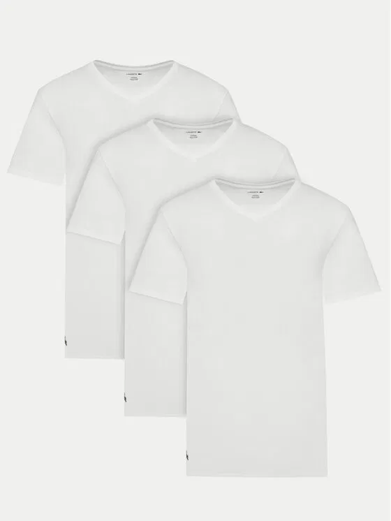 Комплект футболок Lacoste slim fit, V-образный вырез, белый