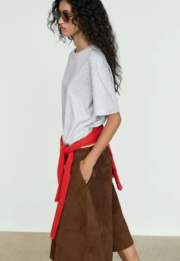 Футболка хлопковая Basic t-shirt Massimo Dutti, серый — фото 3