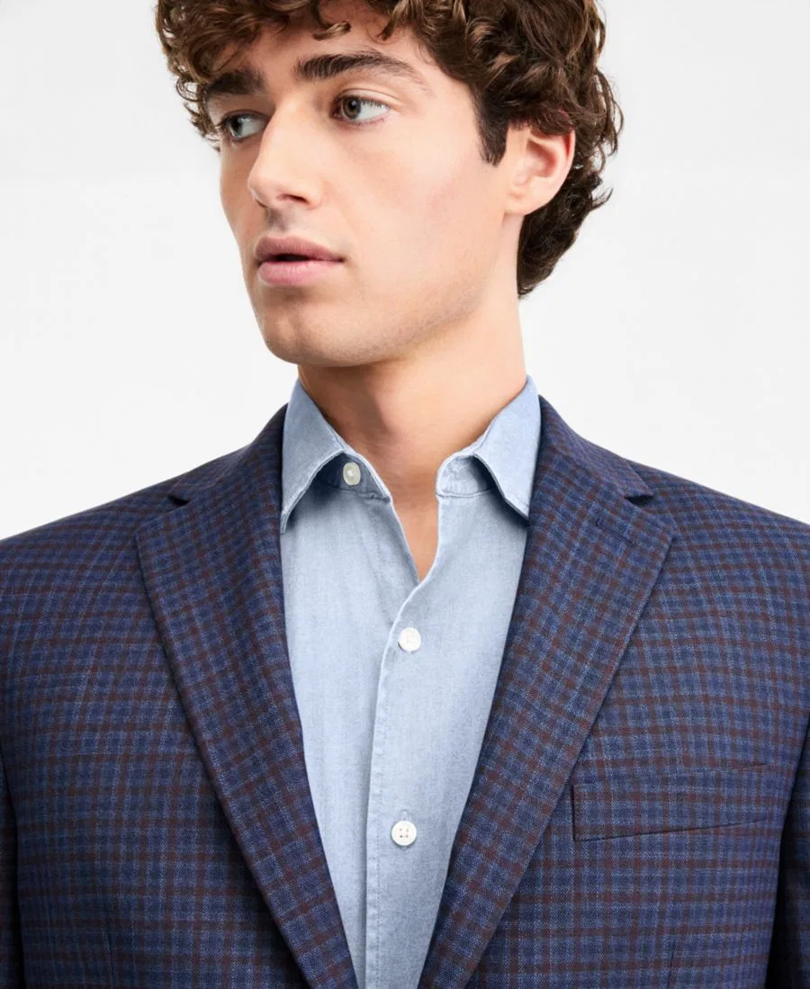 Пиджак мужской Modern Fit с принтом в клетку Tommy Hilfiger, Blue/Wine Check — фото 3