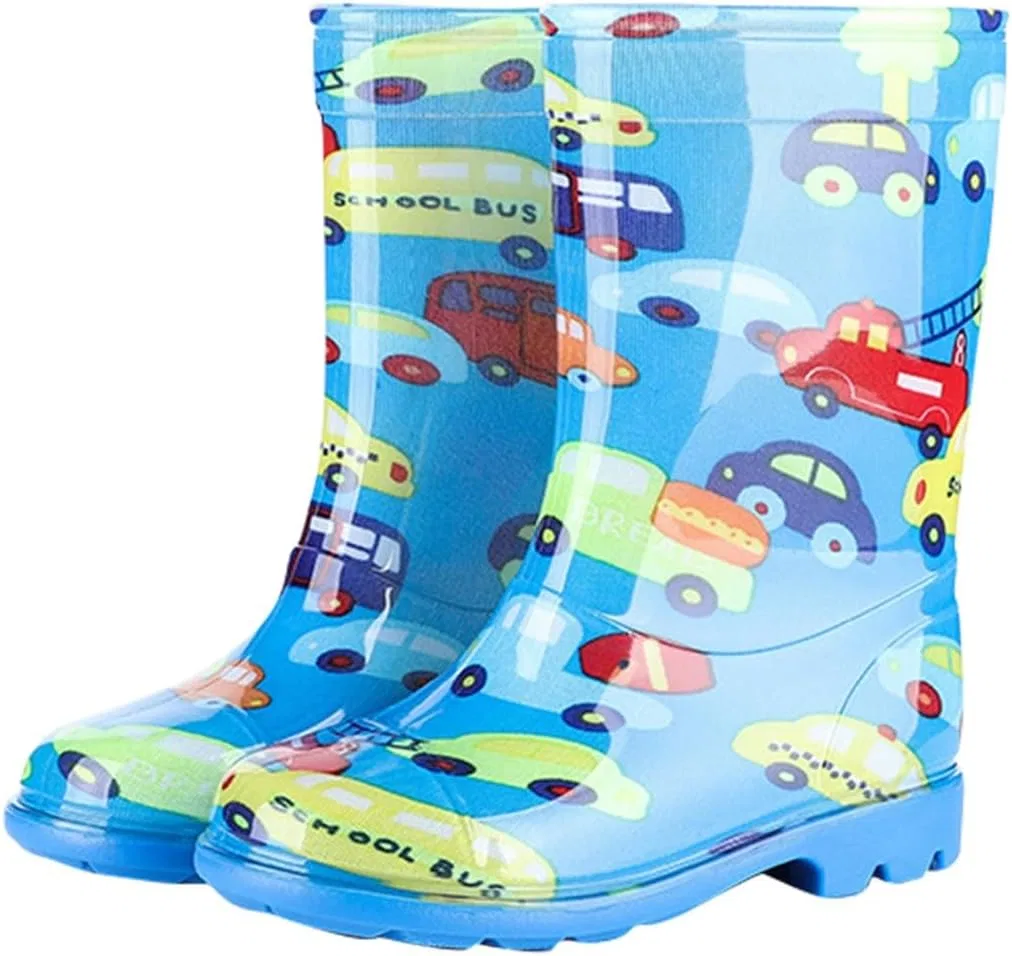 Детские сапоги дождевые с принтом автомобиля Boys Girls Rain Boots, Red