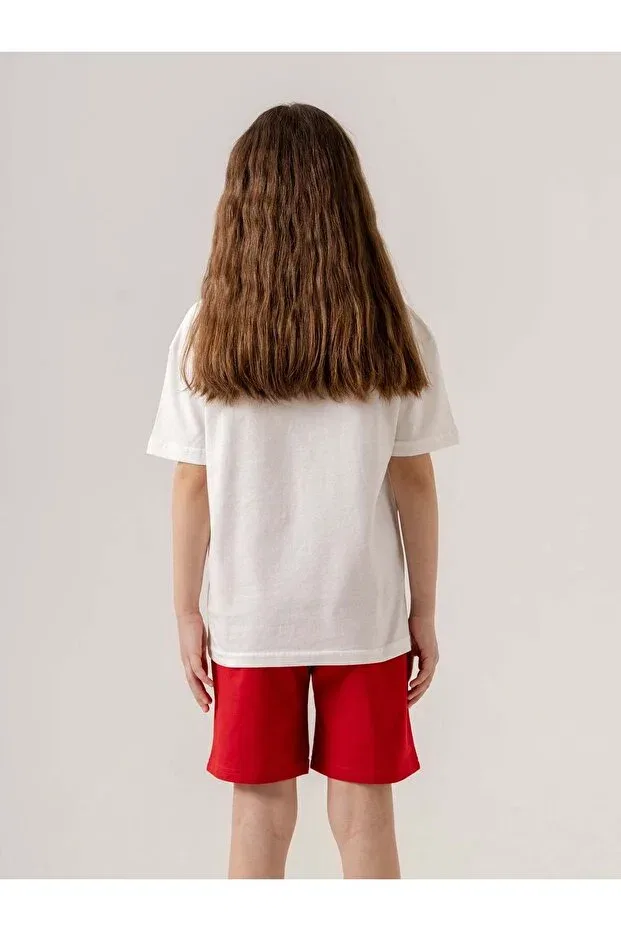 Детский комплект для девочек с принтом Hi Girl Mışıl Kids, Red — фото 4