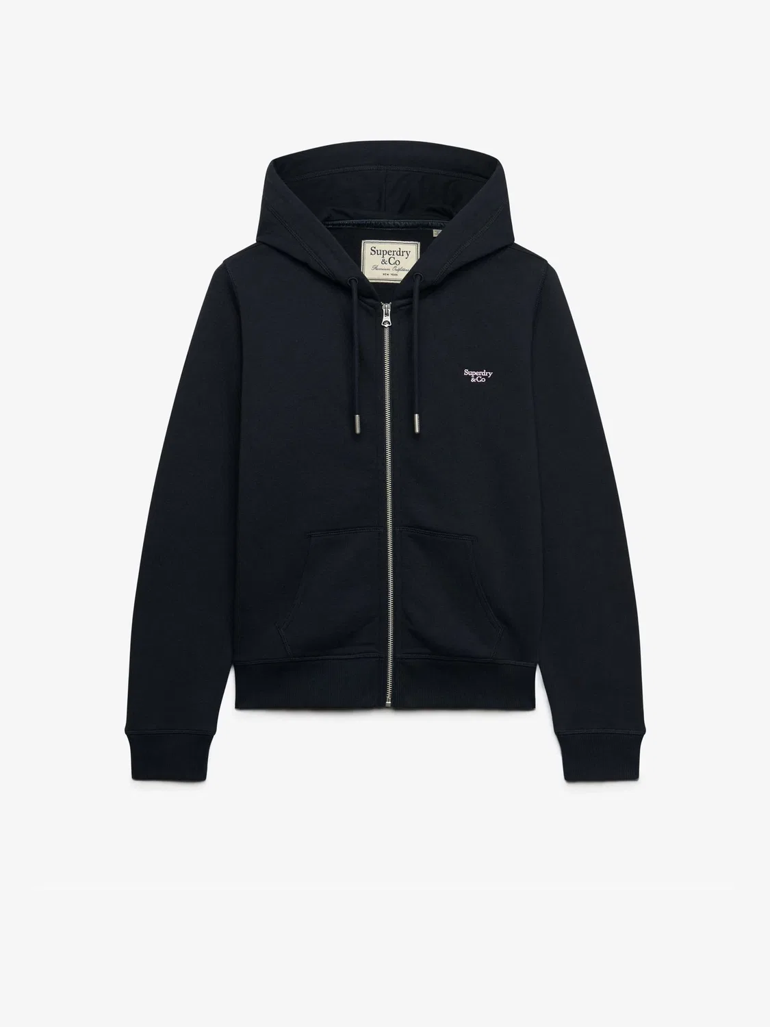 Темно-синяя толстовка на молнии с фирменной эмблемой Superdry