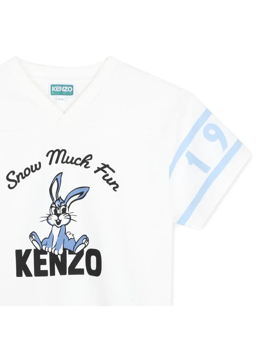 Футболка с V-образным вырезом и графичным принтом Kenzo Kids, белый — фото 3