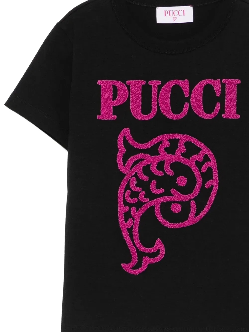 Футболка с вышитым логотипом Pucci Junior, черный — фото 3
