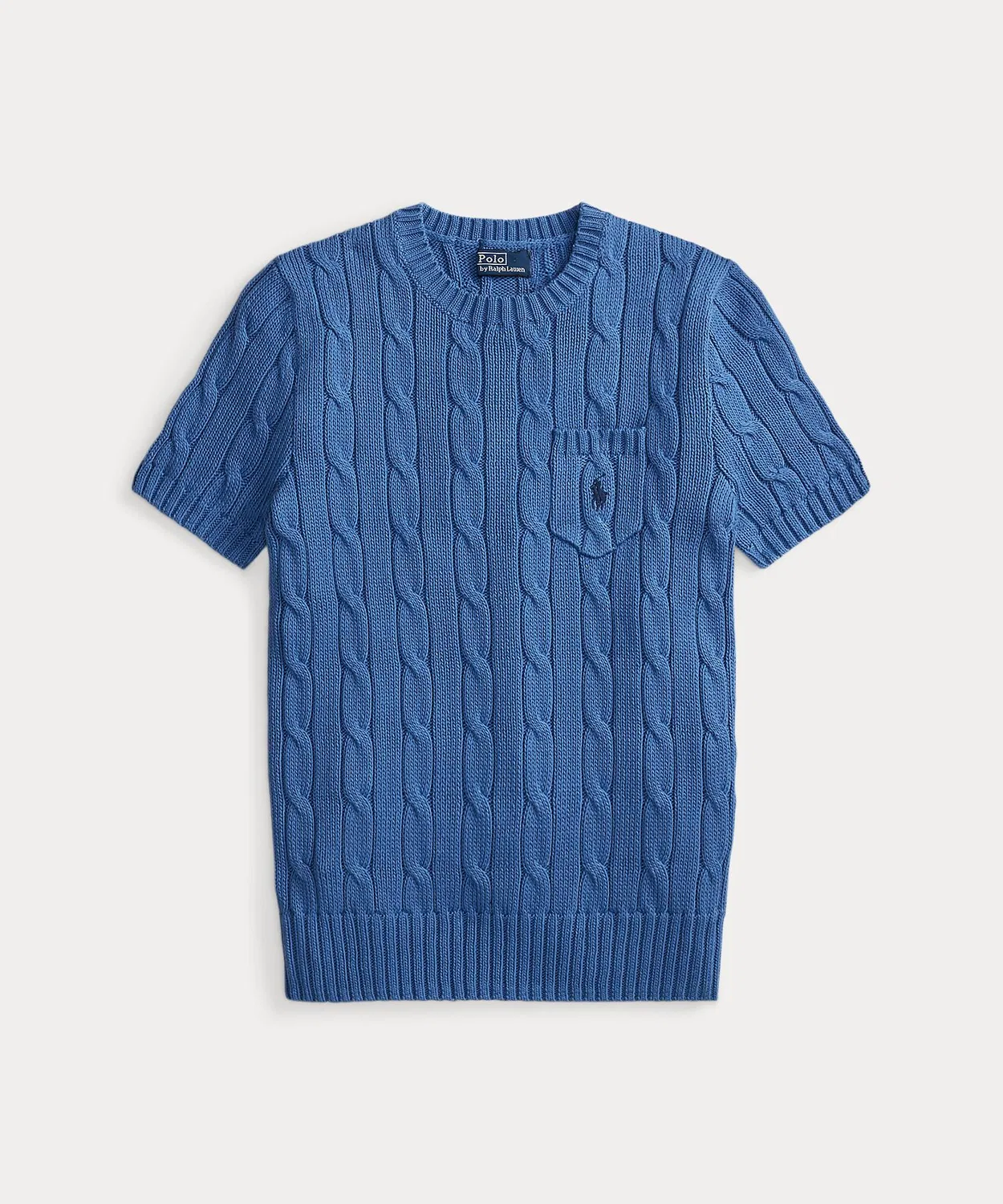 Женский хлопковый свитер с коротким рукавом и вышивкой POLO RALPH LAUREN, Синий — фото 2