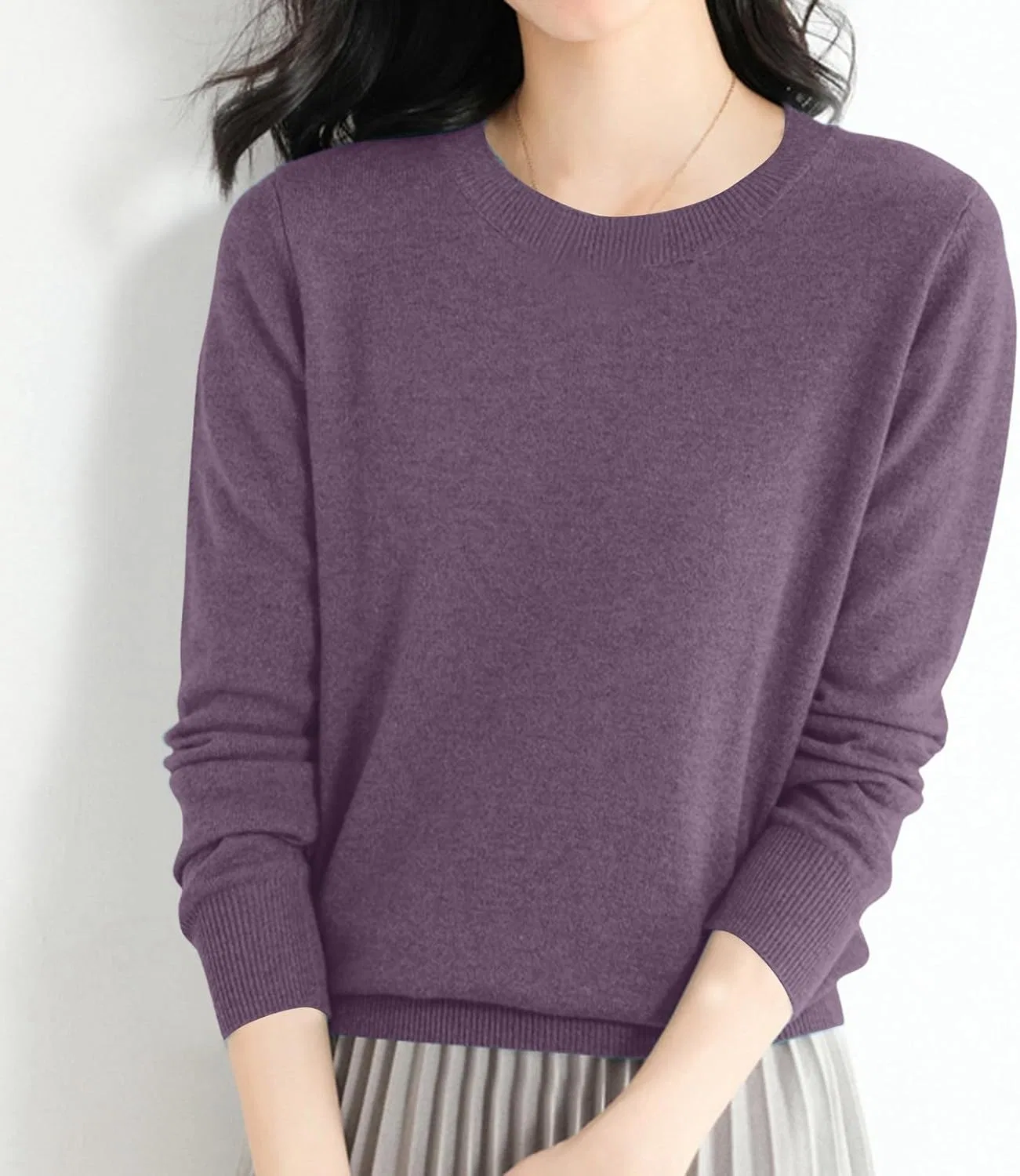 Женский свитер свободного кроя с длинным рукавом, Z1-dark Purple — фото 2