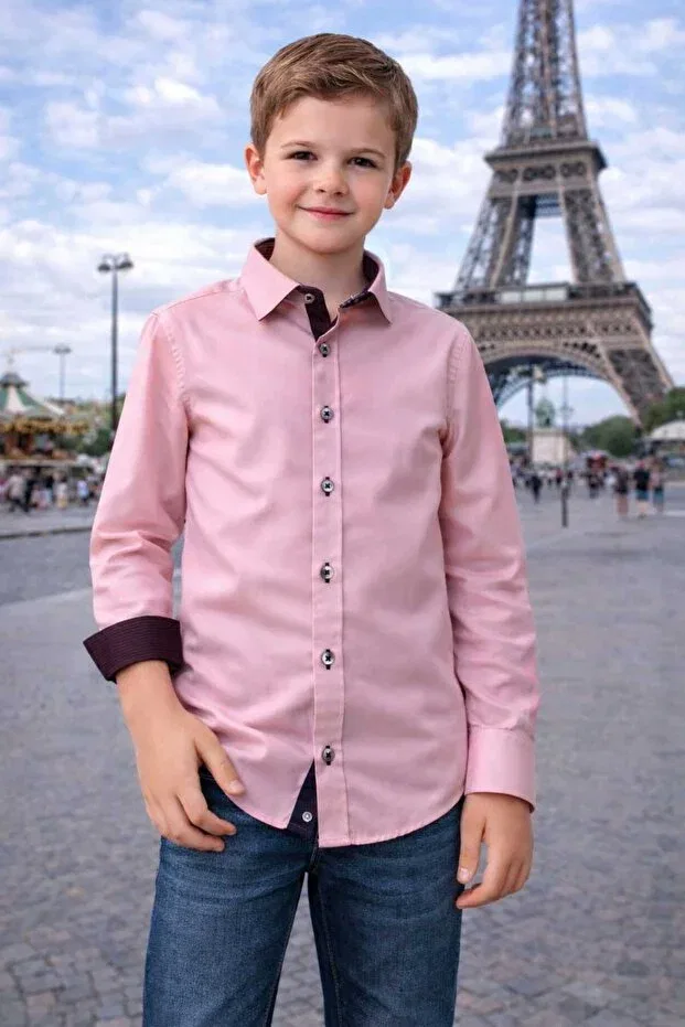 Детская рубашка для мальчиков с длинным рукавом Louis Kids, Pink