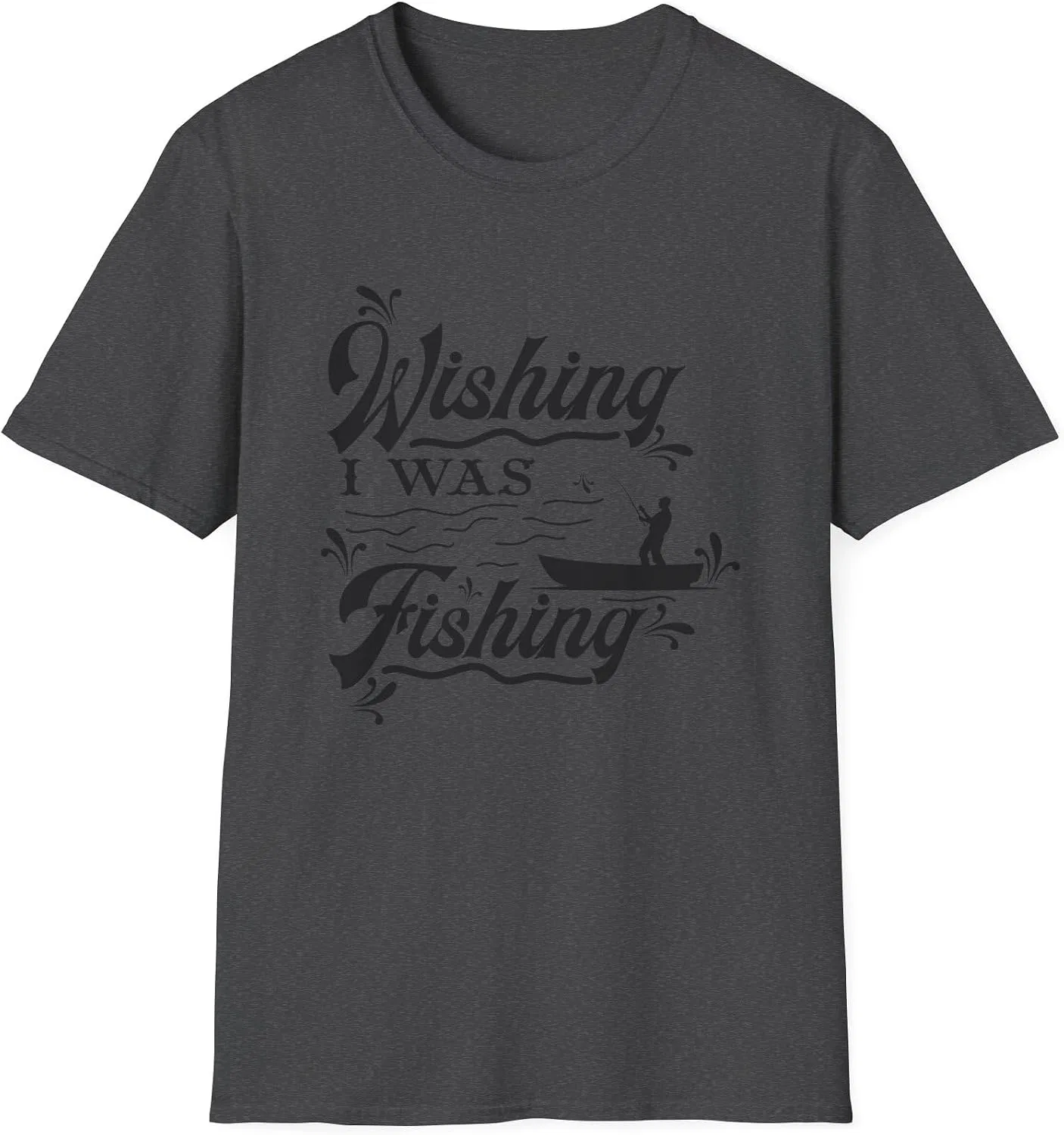 Женская футболка с принтом Fishing Gildan 64000, Dark Heather