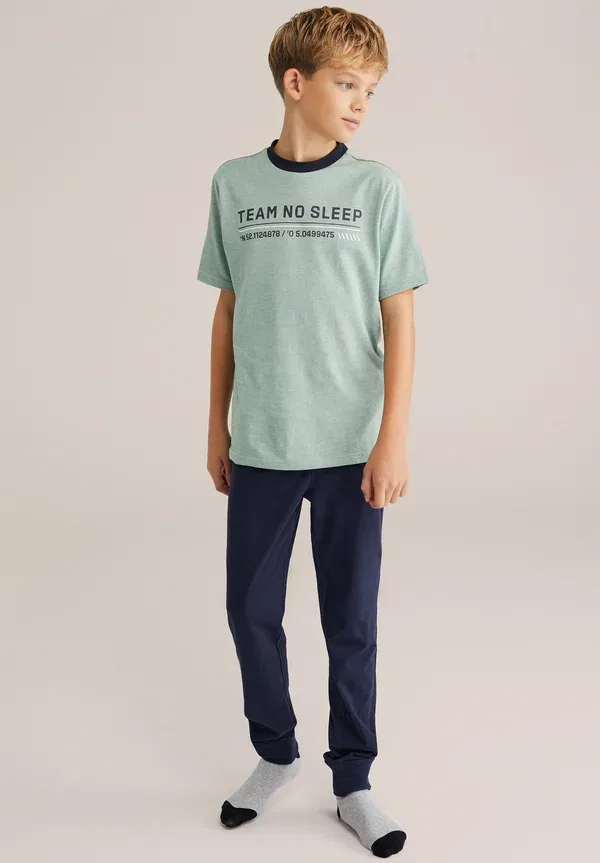 Комплект пижамы с принтом Set, We Fashion, green/blue, синий/зеленый