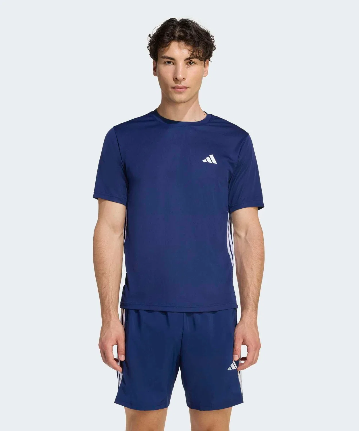Мужская футболка с длинным рукавомс тремя полосками Adidas, Синий