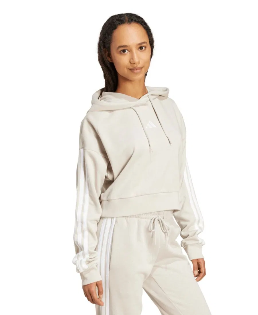 Худи из французского футера с принтом Essentials 3-Stripes adidas, Wonder Alumina/White — фото 2