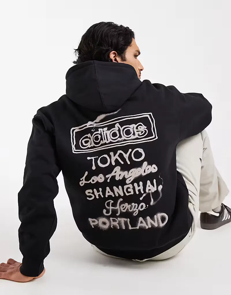 Худи Adidas Originals Powder с язычком, черный
