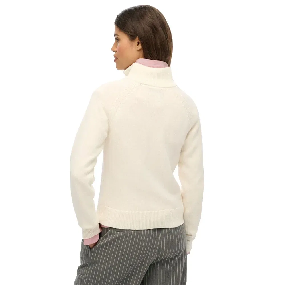 Свитер половинная молния Superdry Essentials Slim Knit, бежевый — фото 2