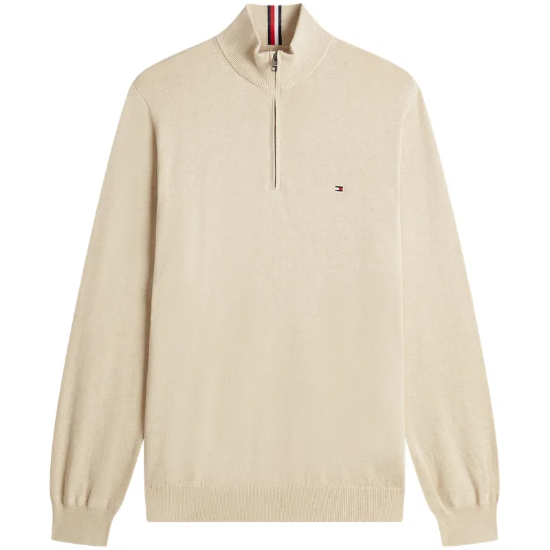 Свитер с высоким воротом из хлопка, Tommy Hilfiger, Light Khaki