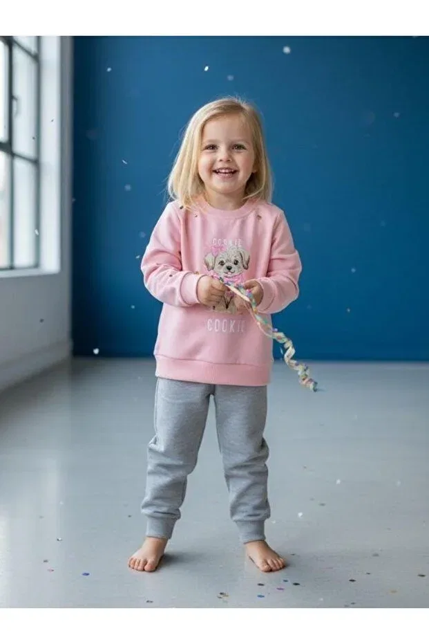 Детский для девочек комплект спортивного костюма с принтом Zekids, Pink — фото 4