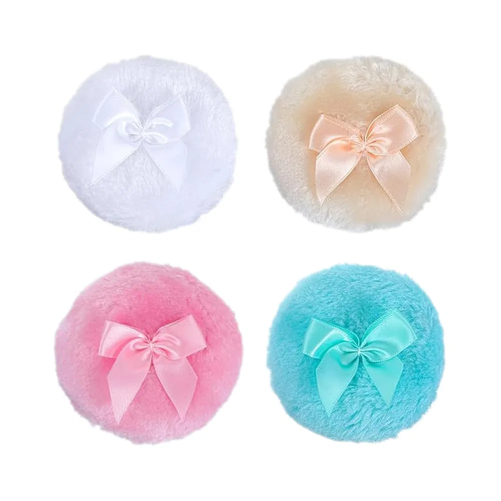 Пудреница Extra Large Powder Puff, JIHUOO, 4 шт, 90x30 мм, мультиколор