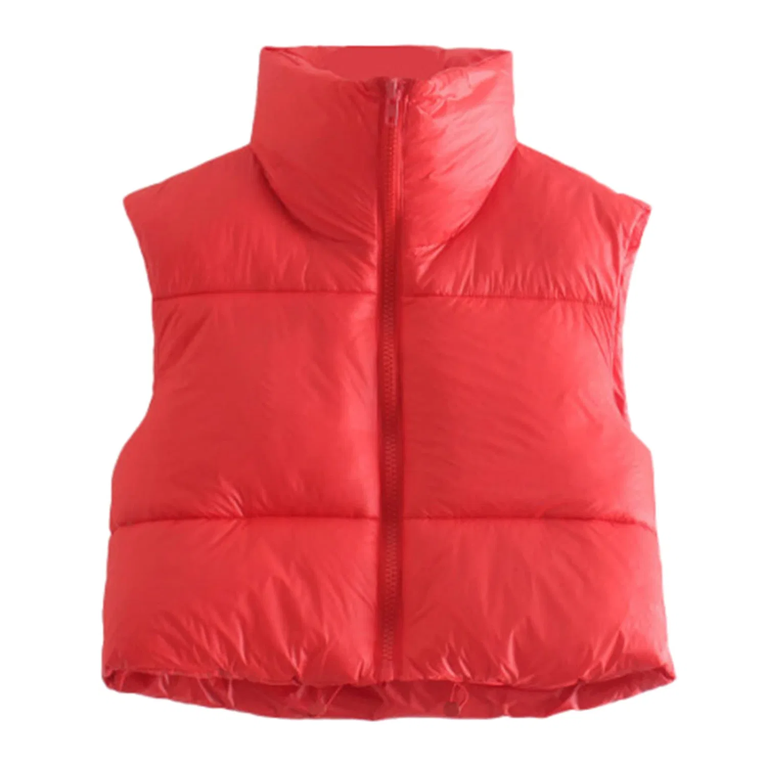 Женский хлопковый жилет с принтом Autumn and Winter Casual Short Drawstring Adjustable Cotton Vest Jacket Women Outdoor Jacket, Rosso — фото 3
