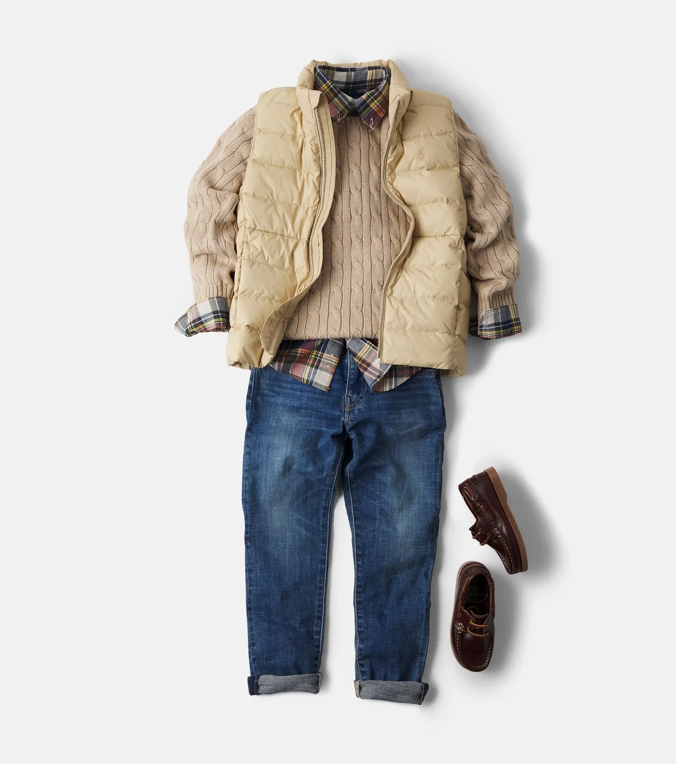 Стеганый жилет с наполнителем Polo Ralph Lauren Kids, бежевый — фото 2