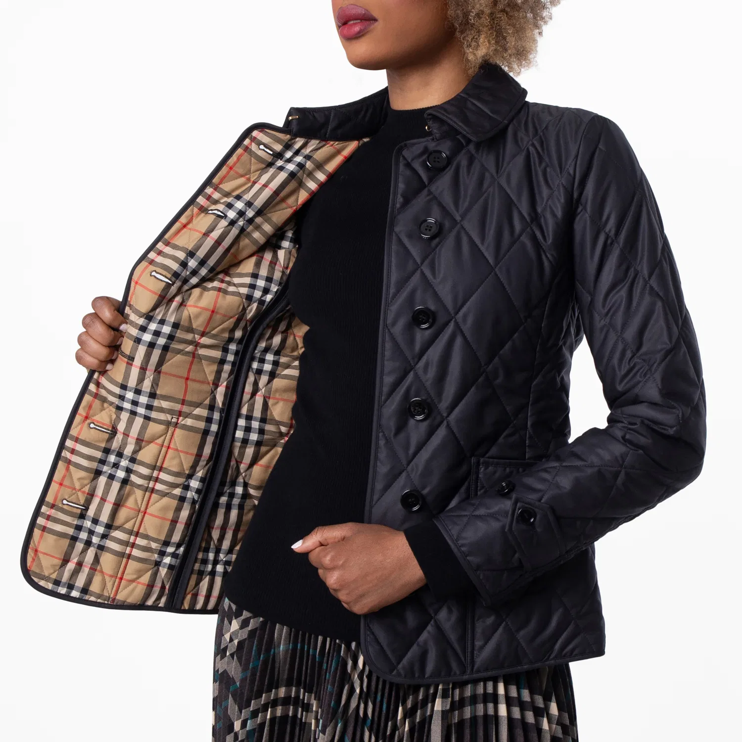Женский стеганый жакет Fernleigh Quilted Diamond Burberry, Black
