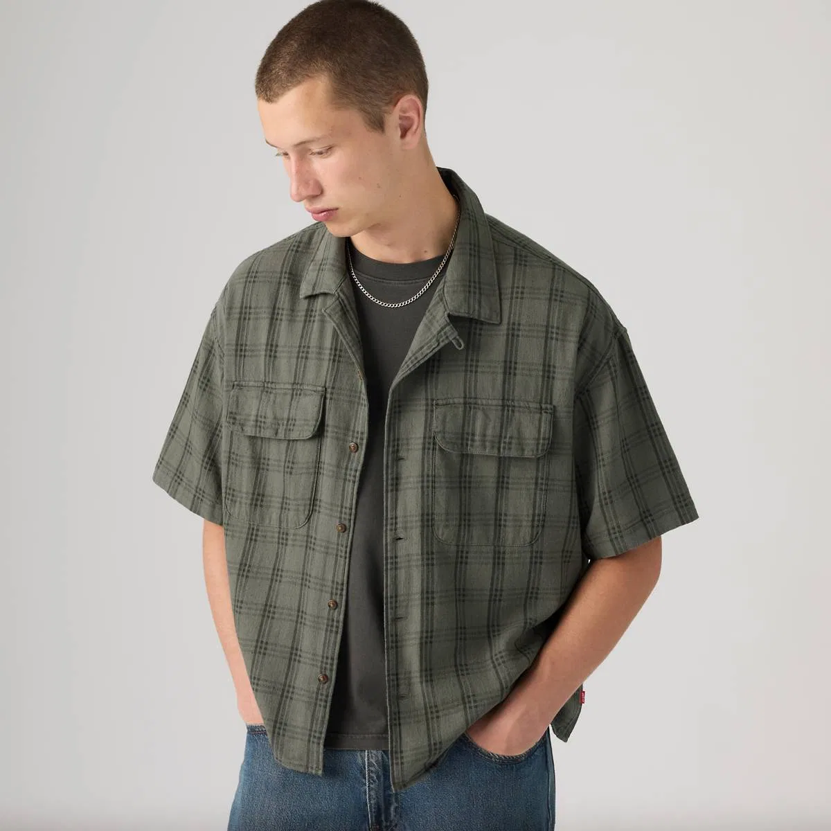 Рубашка свободного кроя для полевых работ Levi's, Atkins Plaid Mulled Basil - Green