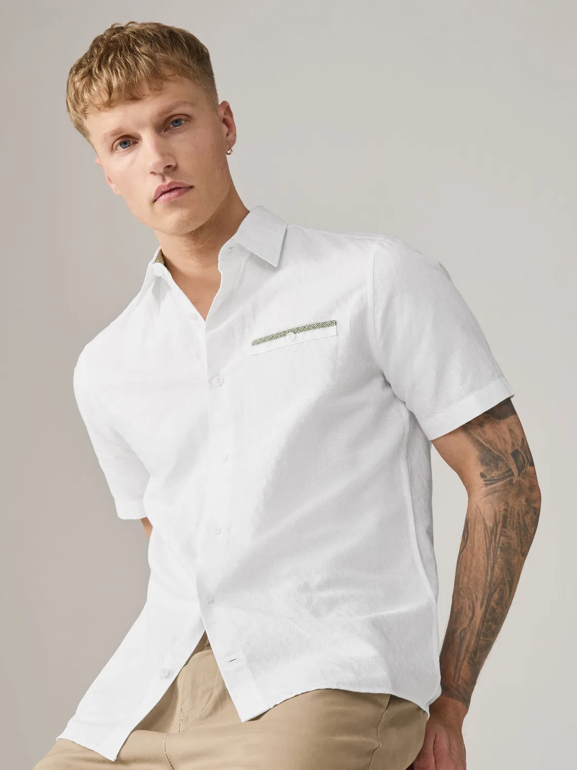 Рубашка с коротким рукавом, Slim Fit Next, белый — фото 4
