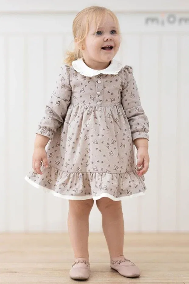 Детское платье для девочек с длинным рукавом Baby Animals, Light Brown