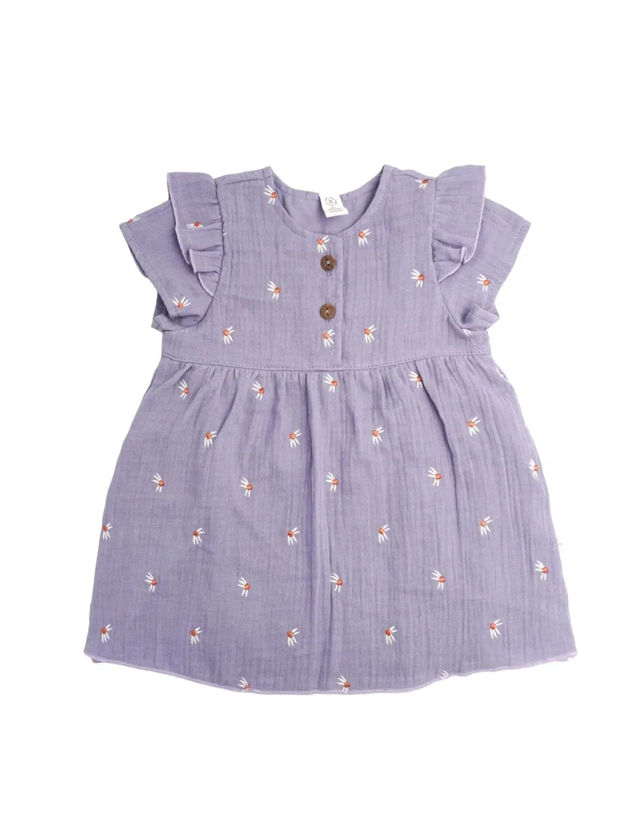 Платье MAXIMO 'GOTS BABY GIRL-Kleid, Kurzarm Musselinstoff bestickt, Futter' фиолетового цвета — фото 3