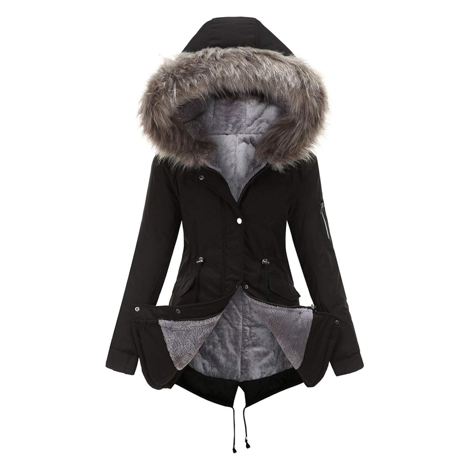 

Парка Chouyatou Women's Winter Sherpa Lined Faux Fur Safari, черный