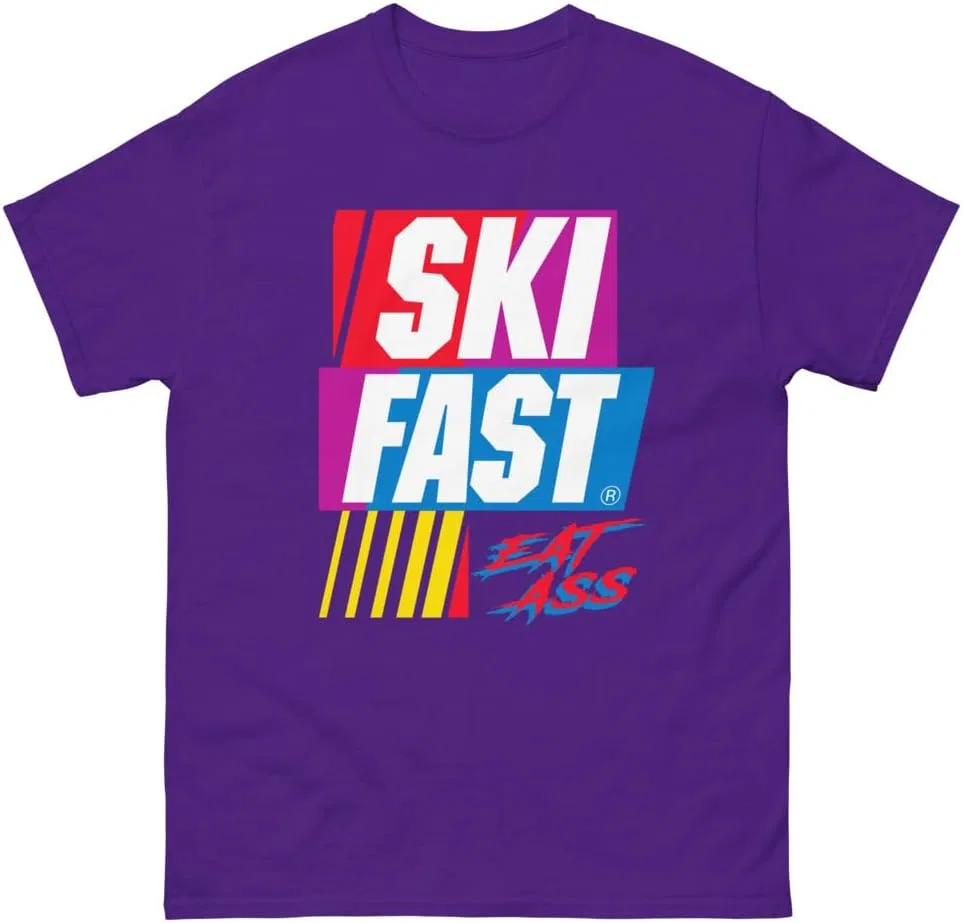 Мужская футболка с принтом Ski Fast Eat Ass 5000 Generic, Purple