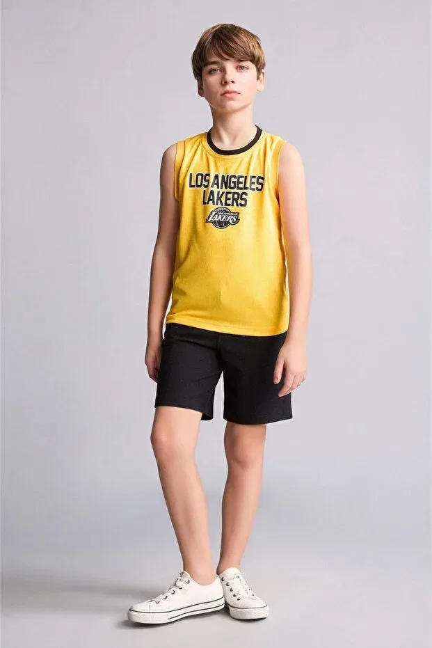 Детское для мальчиков топ без рукавов NBA Los Angeles Lakers Crew Neck Undershirt Boys H2954A826HS Defacto, Yellow Yl201 — фото 2