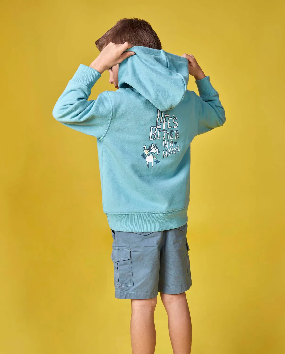 Детская худи для мальчиков с принтом Life's Better In A Hoodie Gocco, Azul Claro — фото 2