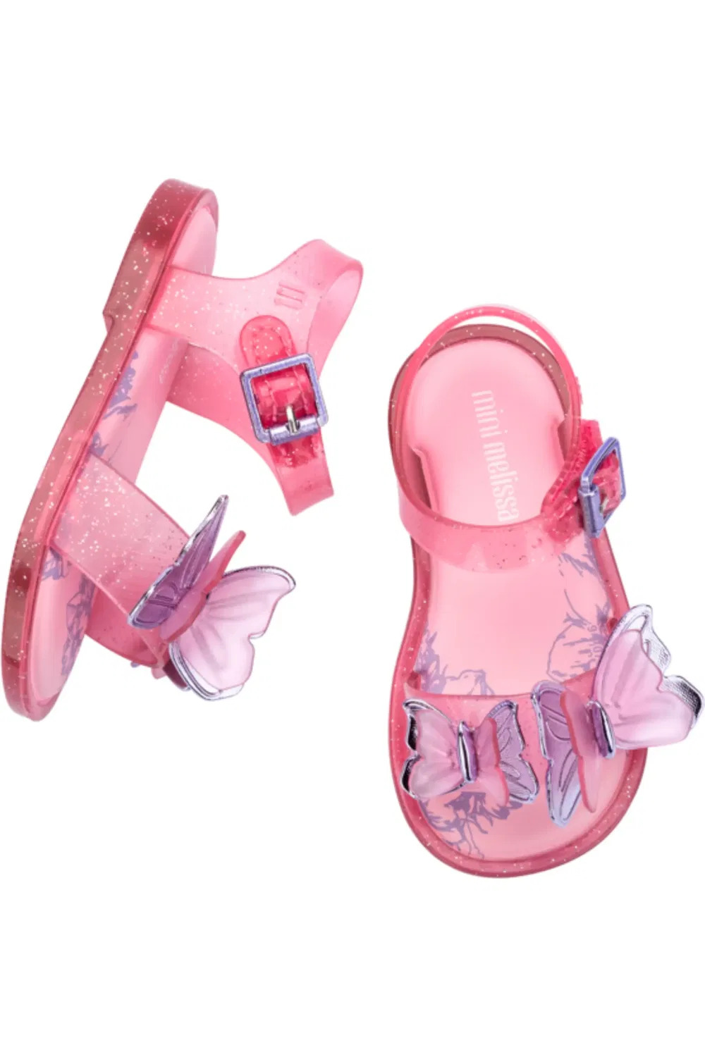 Сандалии детские с бабочками Fly III Mini Melissa, Glitter Pink — фото 3