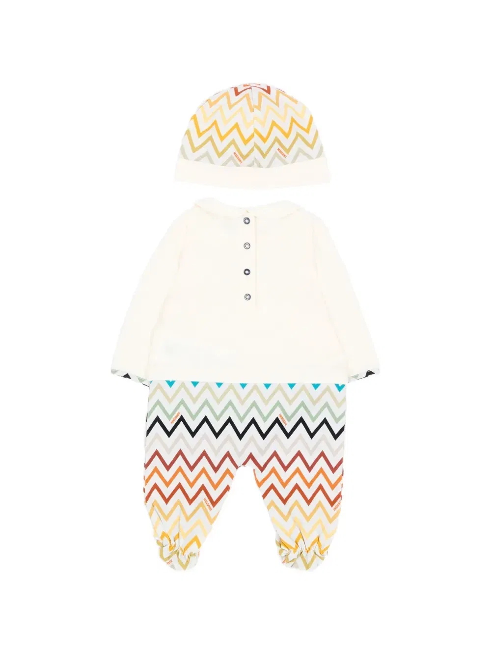 Набор пижам с зигзагообразным принтом Missoni Kids, бежевый — фото 2