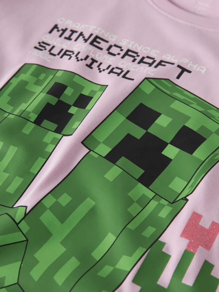 Футболка NAME IT с надписью «Minecraft» в розовом цвете — фото 4