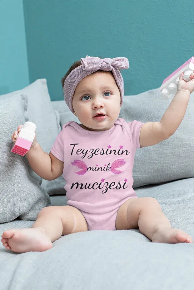 Детское боди для новорожденных с принтом Aunt'S Mink Love Adabebek, Pink